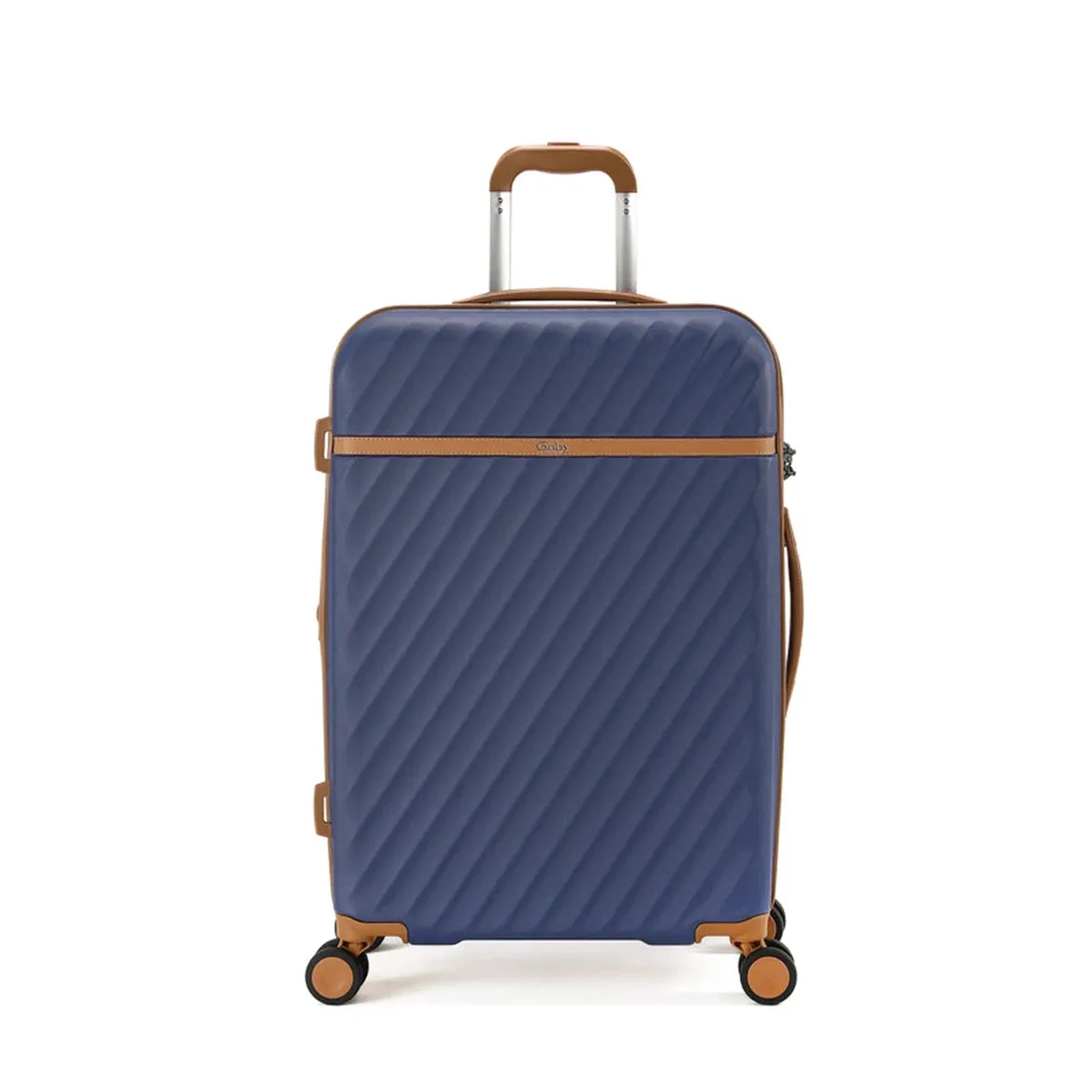 מזוודת טרולי קשיחה Goby London OCEAN WAVE GB-2403 בצבע כחול, עשויה מחומר ABS ופוליקרבונט, מבט חזיתי