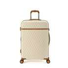 מזוודת טרולי קשיחה Goby London OCEAN WAVE GB-2403 בצבע שמנת, עשויה מחומר ABS ופוליקרבונט, מבט חזיתי