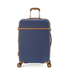 מזוודה בינונית קשיחה 24 אינץ Goby London OCEAN WAVE בצבע כחול, עשויה מחומר ABS ופוליקרבונט, מבט מלפנים