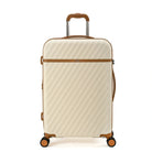 מזוודה בינונית קשיחה 24 אינץ Goby London OCEAN WAVE בצבע שמנת, עשויה מחומר ABS ופוליקרבונט, מבט מלפנים