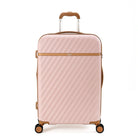 מזוודה בינונית קשיחה 24 אינץ Goby London OCEAN WAVE בצבע ורוד עתיק, עשויה מחומר ABS ופוליקרבונט, מבט מלפנים
