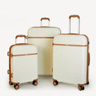 סט שלוש מזוודות קשיחות Goby London OCEAN WAVE בצבע שמנת, עשויות מחומר ABS ופוליקרבונט, מבט חזית