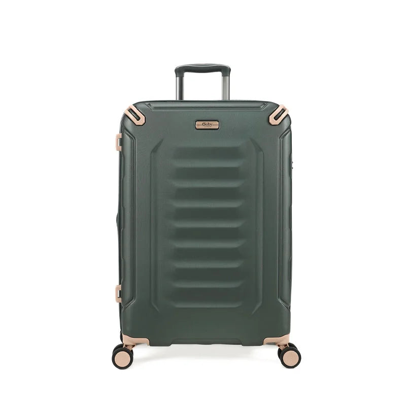מבט חזיתי מזוודת עלייה למטוס Goby London ORION 20 אינץ׳ ירוק פוליקרבונט ABS ספינר 360