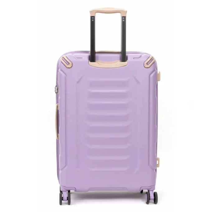 מזוודת עלייה למטוס Goby London ORION 20 אינץ׳ לילך מבט מגב גלגלי ספינר 360 ידית טלסקופית