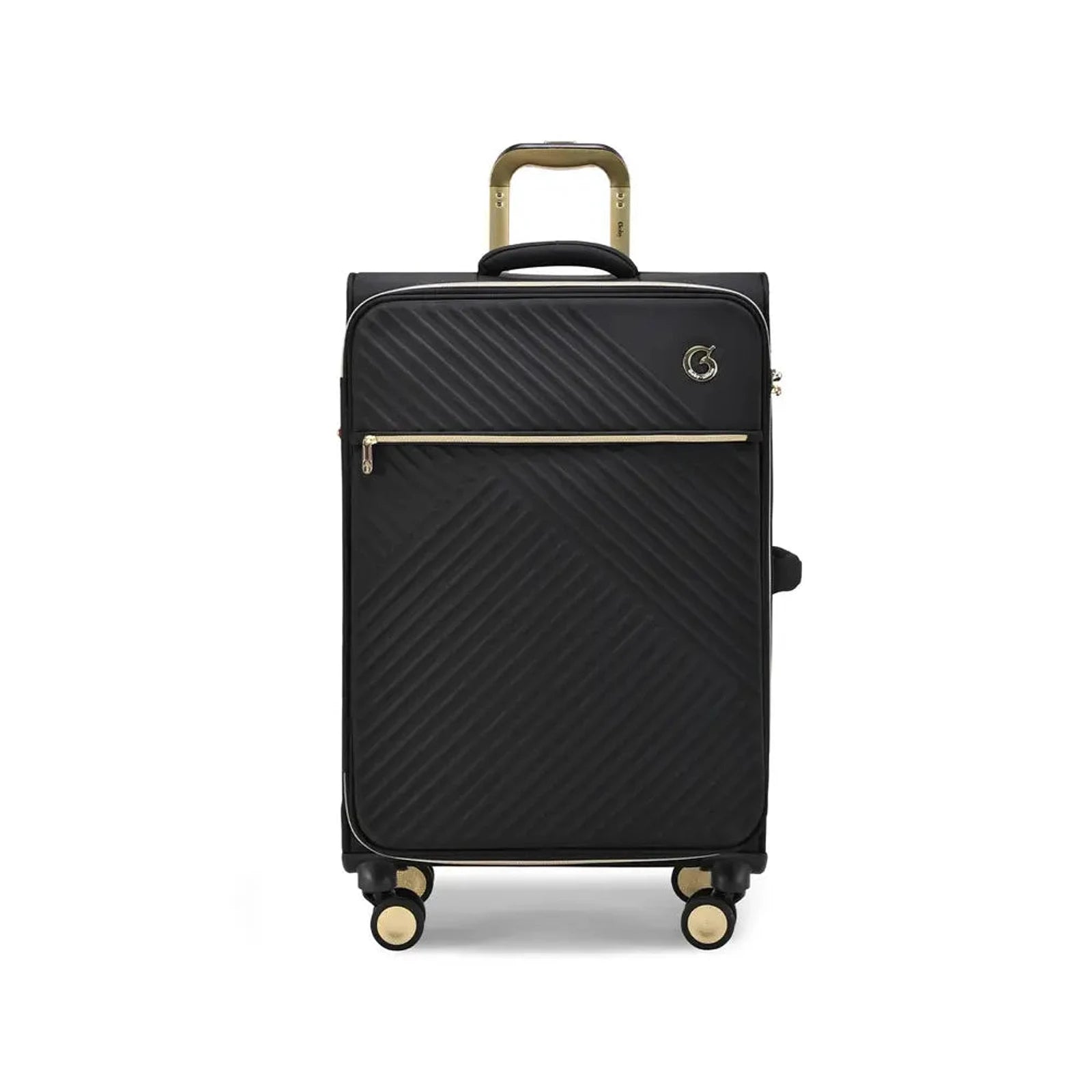 מזוודה בד טרולי עליה למטוס 20 אינץ' ROYAL VOGUE מבית Goby London בצבע שחור, מבט מלפנים