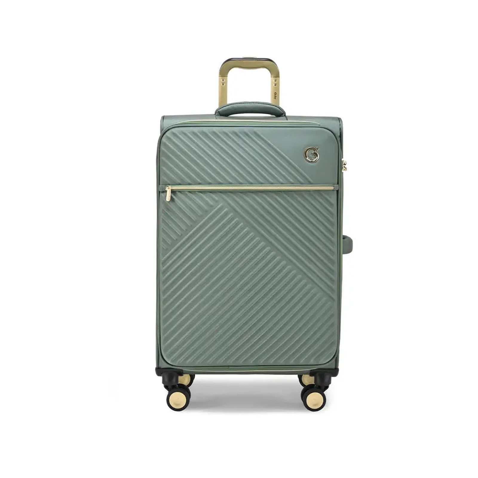 מזוודה בד טרולי עליה למטוס 20 אינץ' ROYAL VOGUE מבית Goby London בצבע מנטה, מבט מלפנים