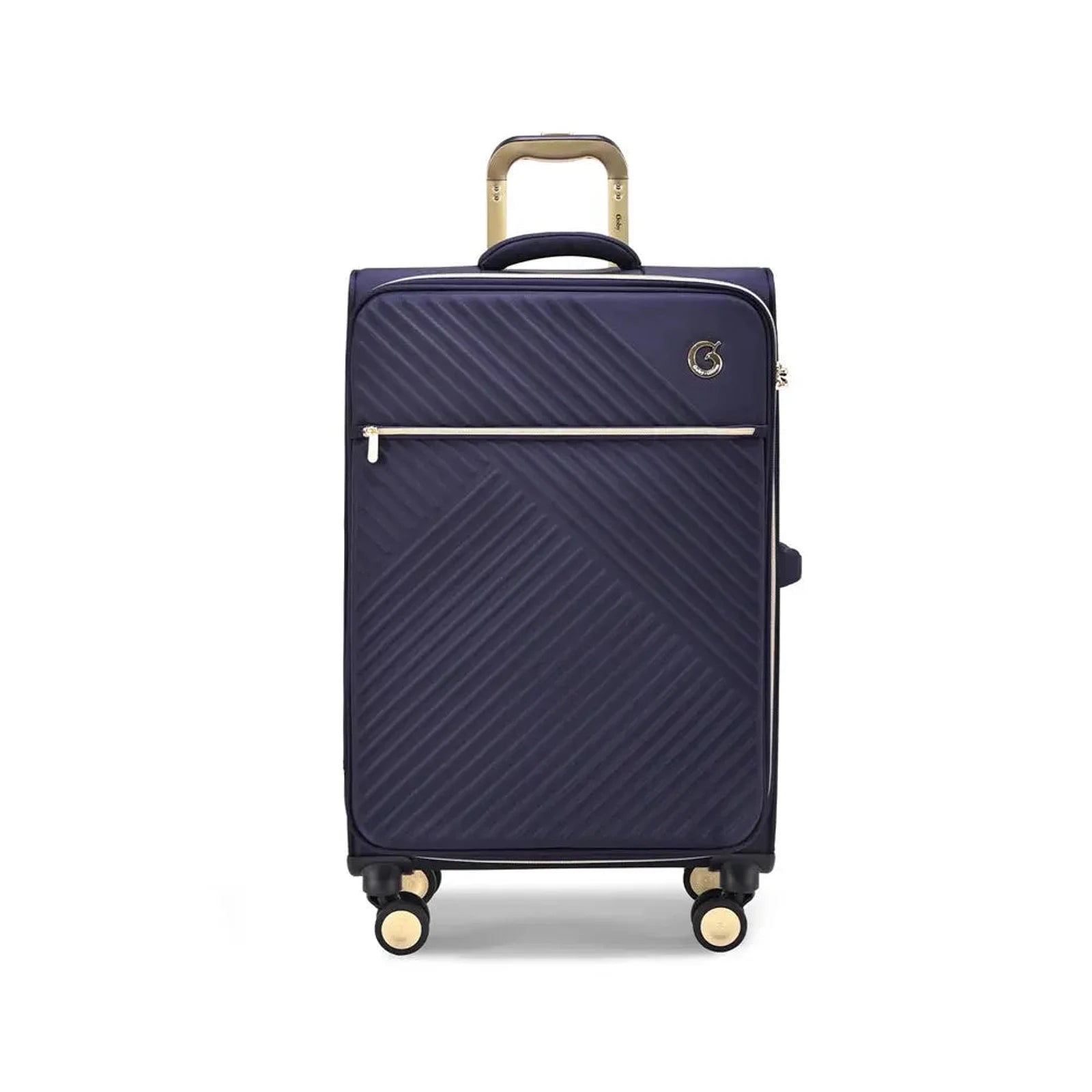מזוודה בד טרולי עליה למטוס 20 אינץ' ROYAL VOGUE מבית Goby London בצבע נייבי, מבט מלפנים