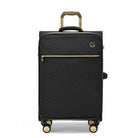 מזוודה בד מתרחבת 25 אינץ' Goby London Royal Vogue שחור, עשויה מבד איכותי מוגן מים, מבט חזית