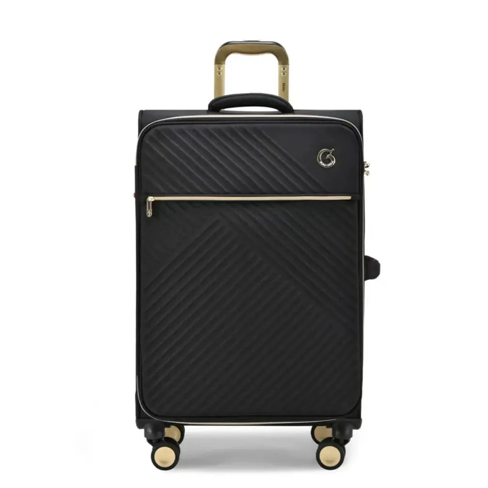 מזוודה בד מתרחבת 25 אינץ' Goby London Royal Vogue שחור, עשויה מבד איכותי מוגן מים, מבט חזית