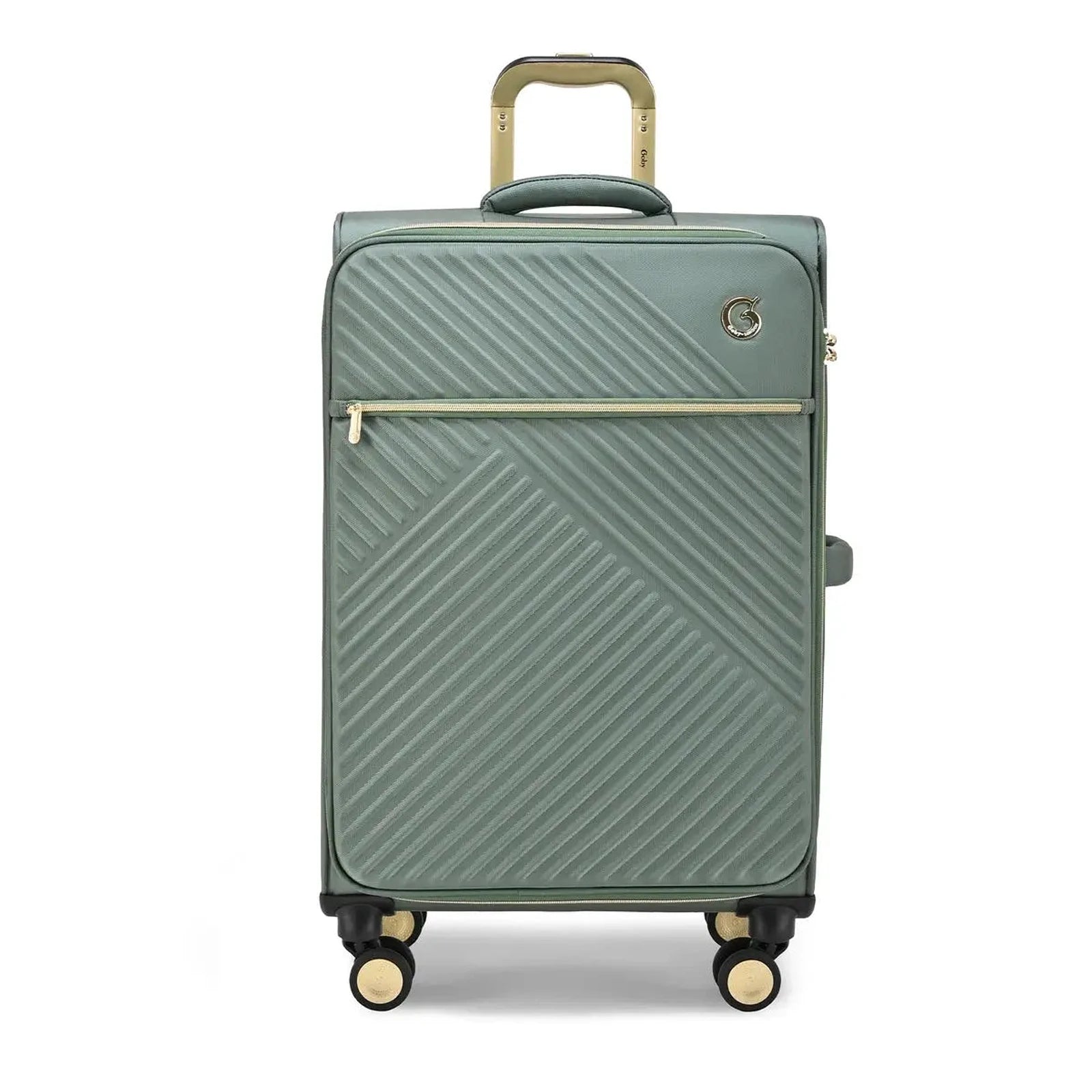 מזוודה בד מתרחבת 25 אינץ' Goby London Royal Vogue מנטה, עשויה מבד איכותי מוגן מים, מבט חזית