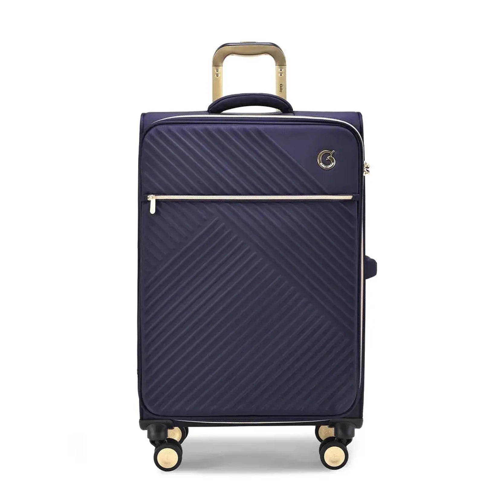 מזוודה בד מתרחבת 25 אינץ' Goby London Royal Vogue נייבי, עשויה מבד איכותי מוגן מים, מבט חזית