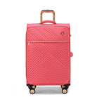 מזוודה בד מתרחבת 25 אינץ' Goby London Royal Vogue ורוד, עשויה מבד איכותי מוגן מים, מבט חזית