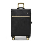 מזוודה גדולה 29 אינץ בד שחור Goby London Royal Vogue, נפח 118 ליטר, מבט חזית על הטקסטורה הגיאומטרית