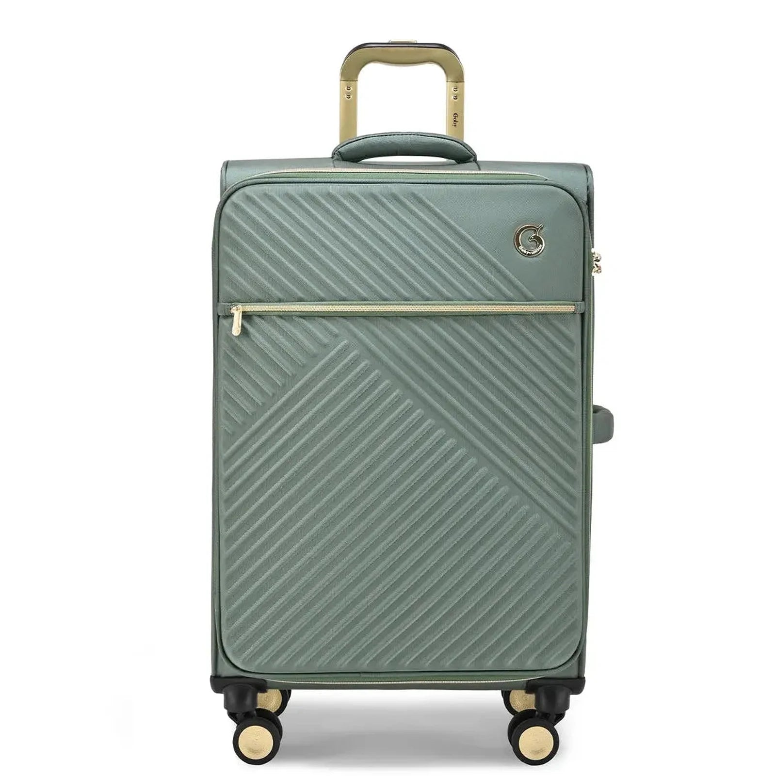 מזוודה גדולה 29 אינץ בד מנטה ירוק Goby London Royal Vogue, נפח 118 ליטר, מבט חזית אלגנטי על הטקסטורה