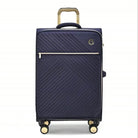 מזוודה גדולה 29 אינץ בד נייבי Goby London Royal Vogue, ידית זהב, נפח 144 ליטר, עיצוב גיאומטרי, מבט חזית