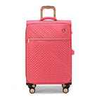 מזוודה גדולה 29 אינץ בד ורוד Goby London Royal Vogue, נפח 118 ליטר, מבט חזית אלגנטי על החומר האיכותי