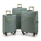 סט 3 מזוודות בד מתרחבות Royal Vogue מבית Goby London בצבע מנטה, גלגלי סיליקון ספינר, מבט מלפנים