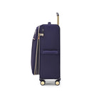מזוודות בד Goby London Royal Vogue בצבע נייבי במצב מורחב, יחידה בודדת במבט צד עם רוכסן הרחבה פתוח