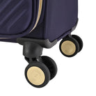 מזוודות בד Goby London Royal Vogue בצבע נייבי, גלגלי סיליקון יפניים כפולים בטכנולוגיית ספינר 360 מעלות, תקריב