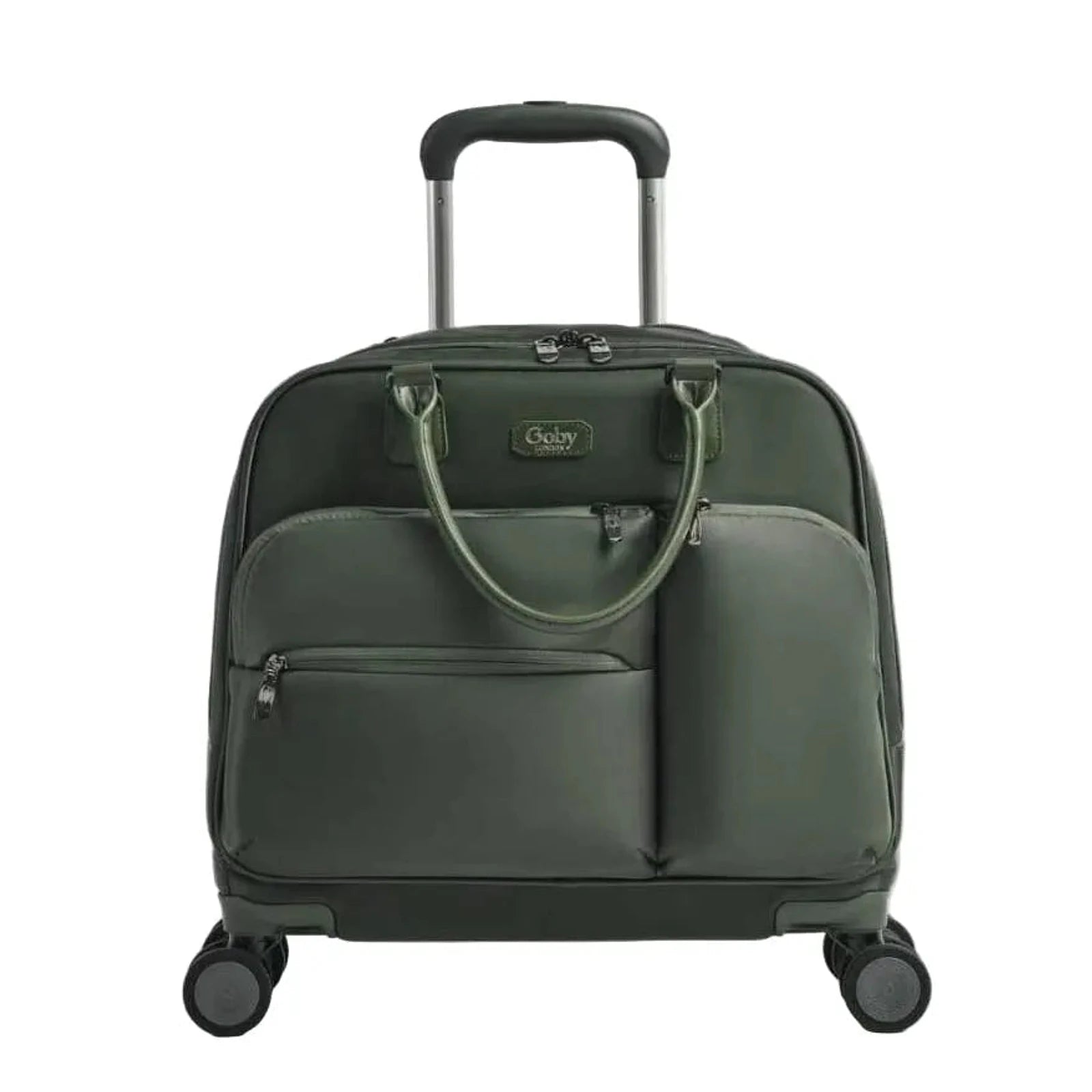 תיק טרולי עלייה למטוס Goby London Vanessa מבד Ballistic Nylon בצבע ירוק כהה, מבט מלפנים