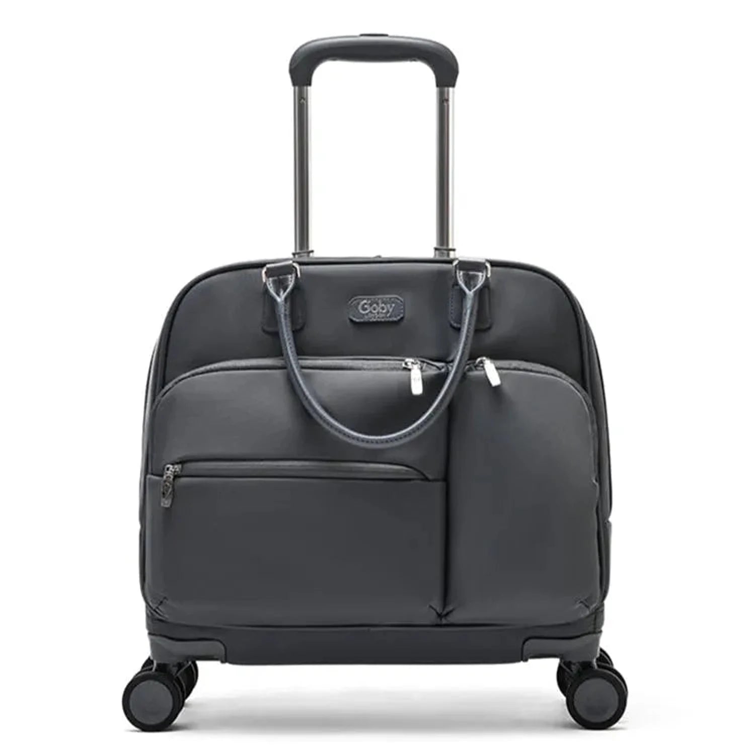 תיק טרולי עלייה למטוס Goby London Vanessa מבד Ballistic Nylon בצבע אפור, מבט מלפנים