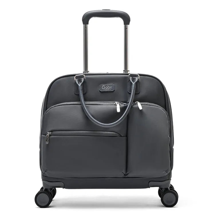 תיק טרולי עלייה למטוס Goby London Vanessa מבד Ballistic Nylon בצבע אפור, מבט מלפנים