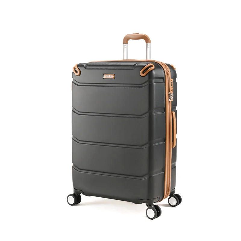 מזוודה גדולה 29 אינץ' Goby London Vegas שחורה זווית אלכסונית, ABS פוליקרבונט, 8 גלגלים, 130 ליטר