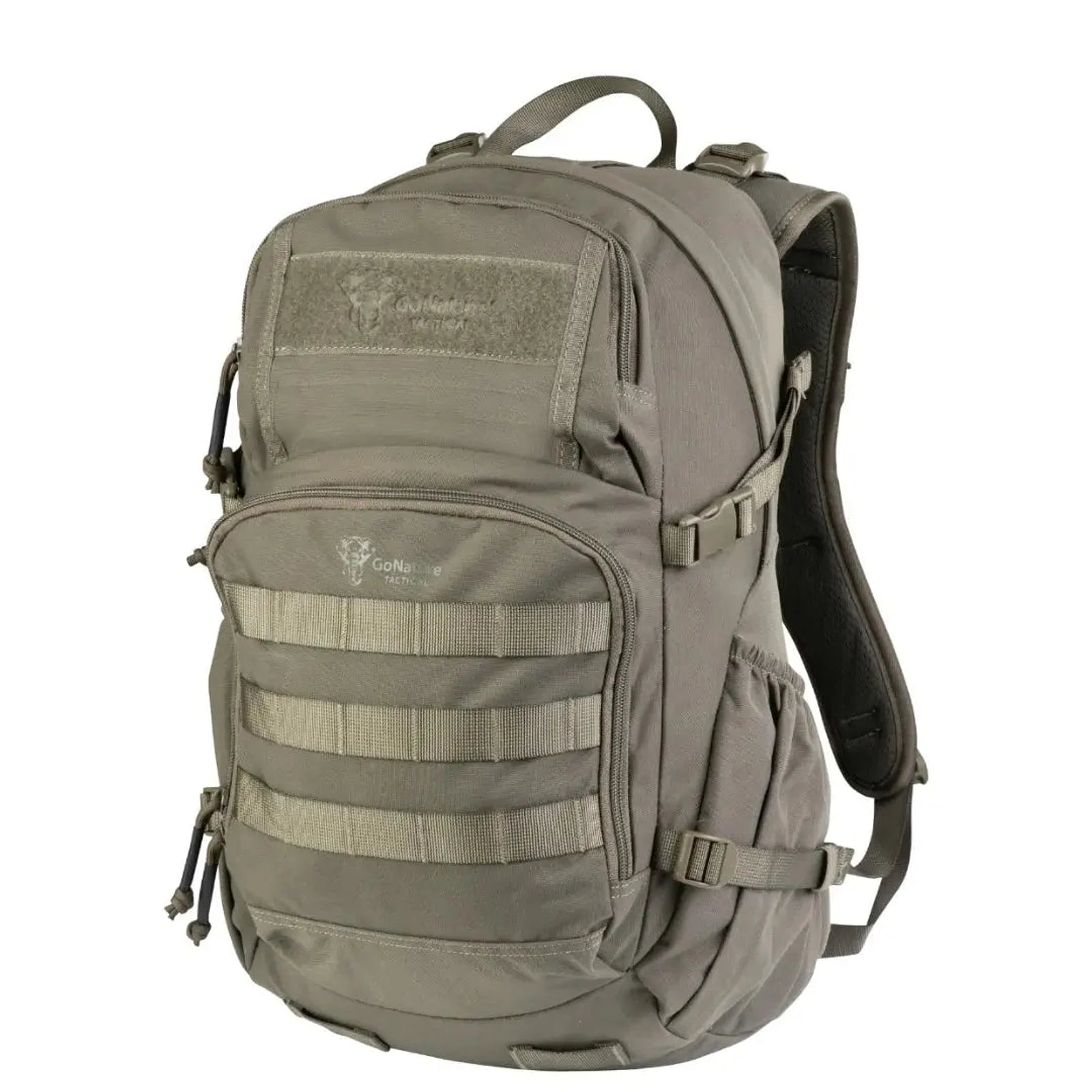 תיק יום טאקטי Go Nature Baja MK-1 בנפח 25 ליטר בצבע זית עם רצועות MOLLE קדמיות וכיסי רוכסן YKK
