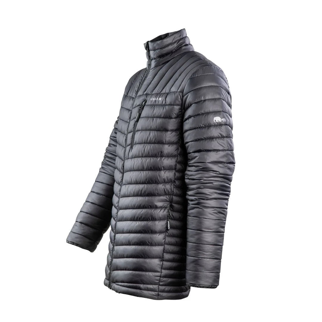 מעיל פוך סינטטי GoNature Beluga JKT שחור לגברים, ניילון T400 עמיד, מבט זווית עם כיסי צד