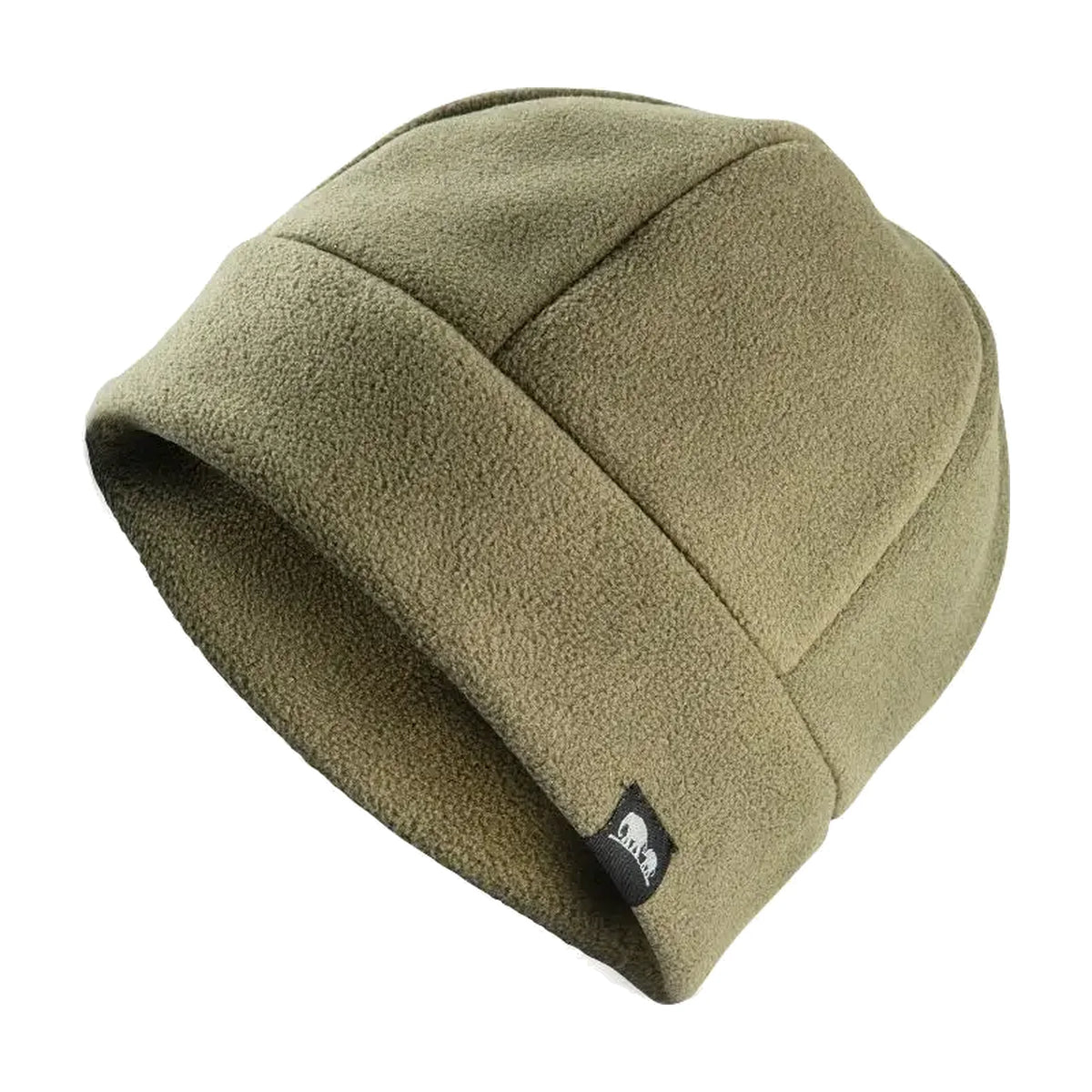 כובע פליז חוסם רוח GoNature FLEECE WINDPROOF בצבע זית עם ממברנה פנימית ושוליים מקופלים, מבט בזווית
