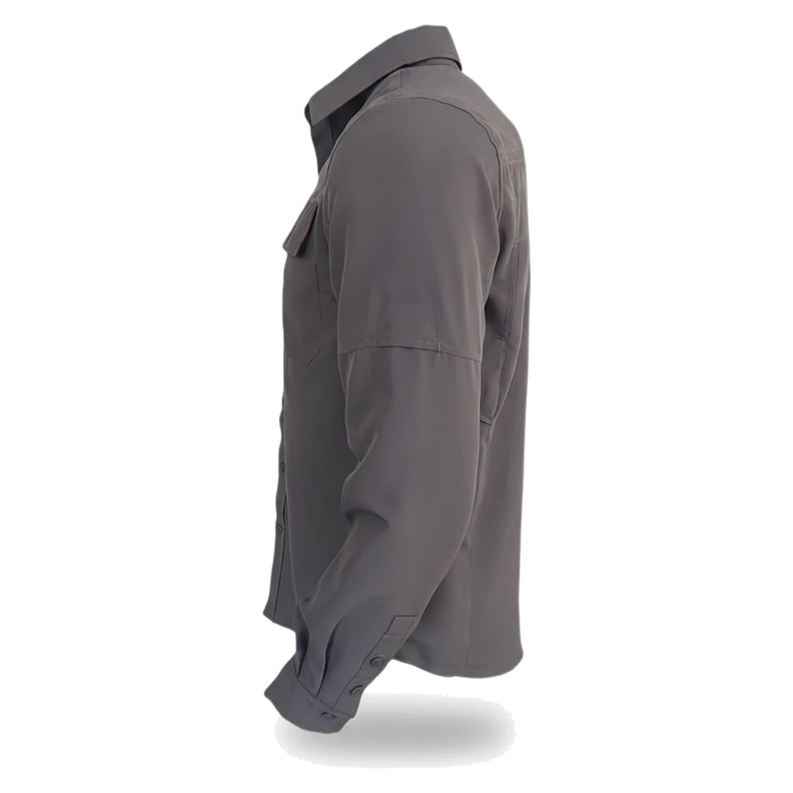 מבט צד על חולצה מכופתרת לטיולים GoNature GN OUTBACK L/S עם הגנת UPF 30+ - פתחי האוורור בבית השחי