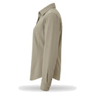 מבט צד על חולצה מכופתרת לנשים לטיולים GoNature GN OUTBACK L/S עם הגנת UPF 30+ - גזרה מותאמת לגוף אך לא צמודה