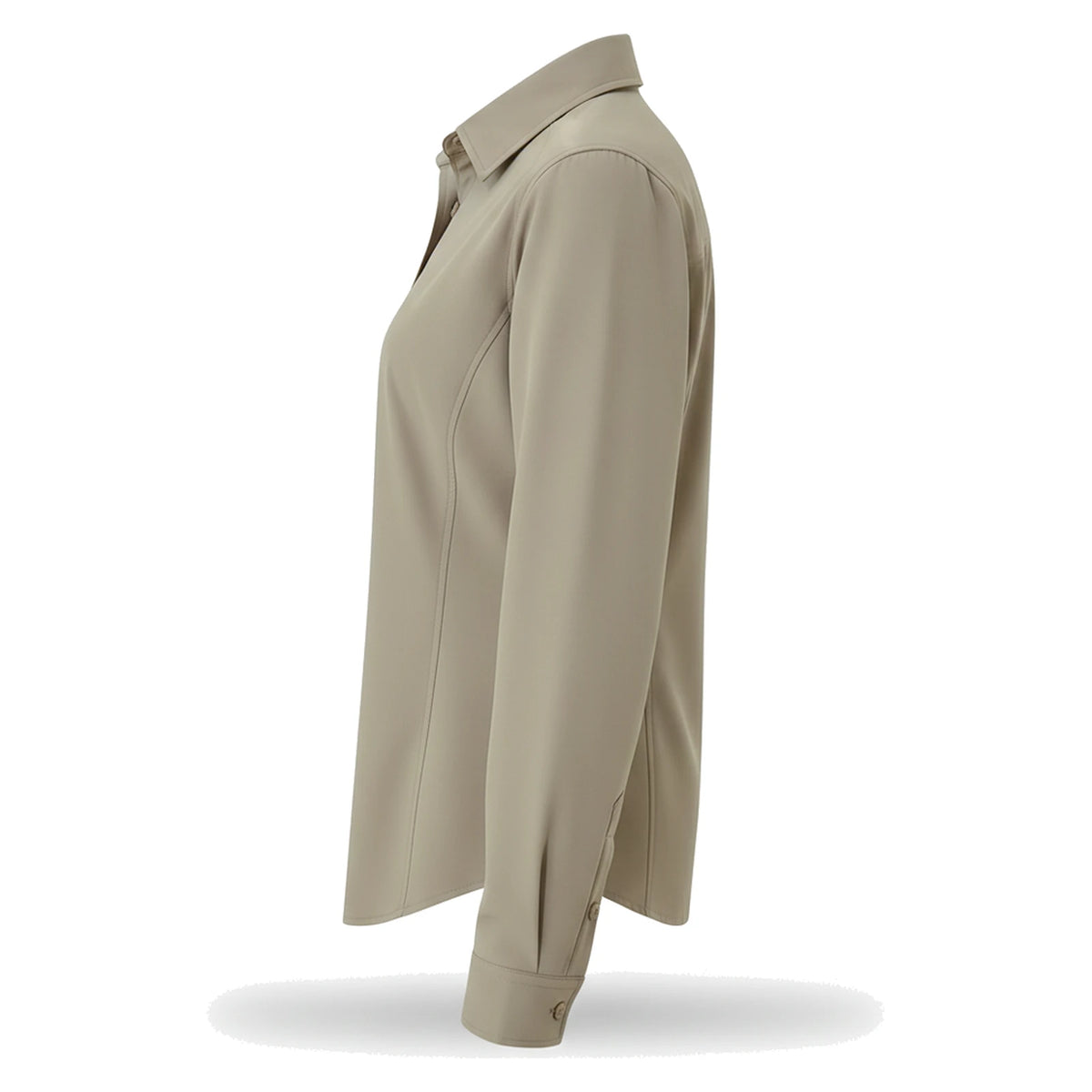 מבט צד על חולצה מכופתרת לנשים לטיולים GoNature GN OUTBACK L/S עם הגנת UPF 30+ - גזרה מותאמת לגוף אך לא צמודה