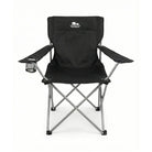 כיסא שטח מתקפל Go Nature Lite Camping שחור עם מחזיק כוסות, מסגרת פלדה עם ציפוי פאודר, מבט קדמי