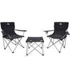 סט ריהוט שטח Go Nature Lite Camping – זוג כיסאות מתקפלים ושולחן שחור, מסגרת פלדה, עד 120 ק"ג