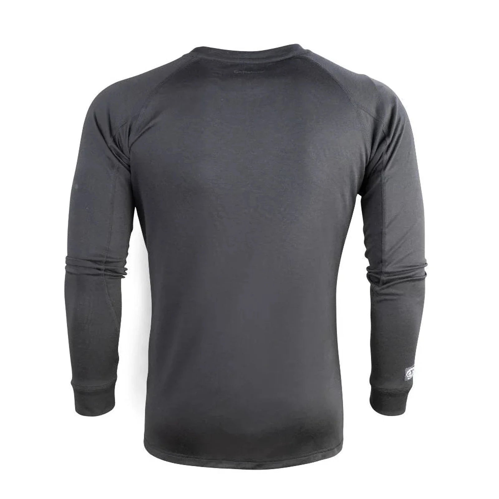 חולצה טרמית גברים Go Nature Merino Hybrid Level 2 שחורה מבט מאחור, בד מרינו 20% לחום גוף פסיבי