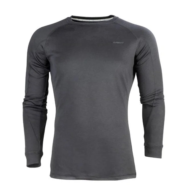 חולצה טרמית גברים Go Nature Wool Merino Hybrid Level 3 שחורה, פוליאסטר 80% ומרינו 20%, מבט קדמי