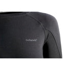 תקריב חזית גופיית טרמית נשים Wool Merino Hybrid שחורה Level 3, פוליאסטר 80% ומרינו 20% אנטיבקטריאלי
