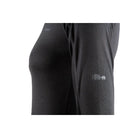 תקריב שרוול גופיית טרמית Go Nature Merino Hybrid שחורה עם לוגו פילים, תפרי רגלן איכותיים