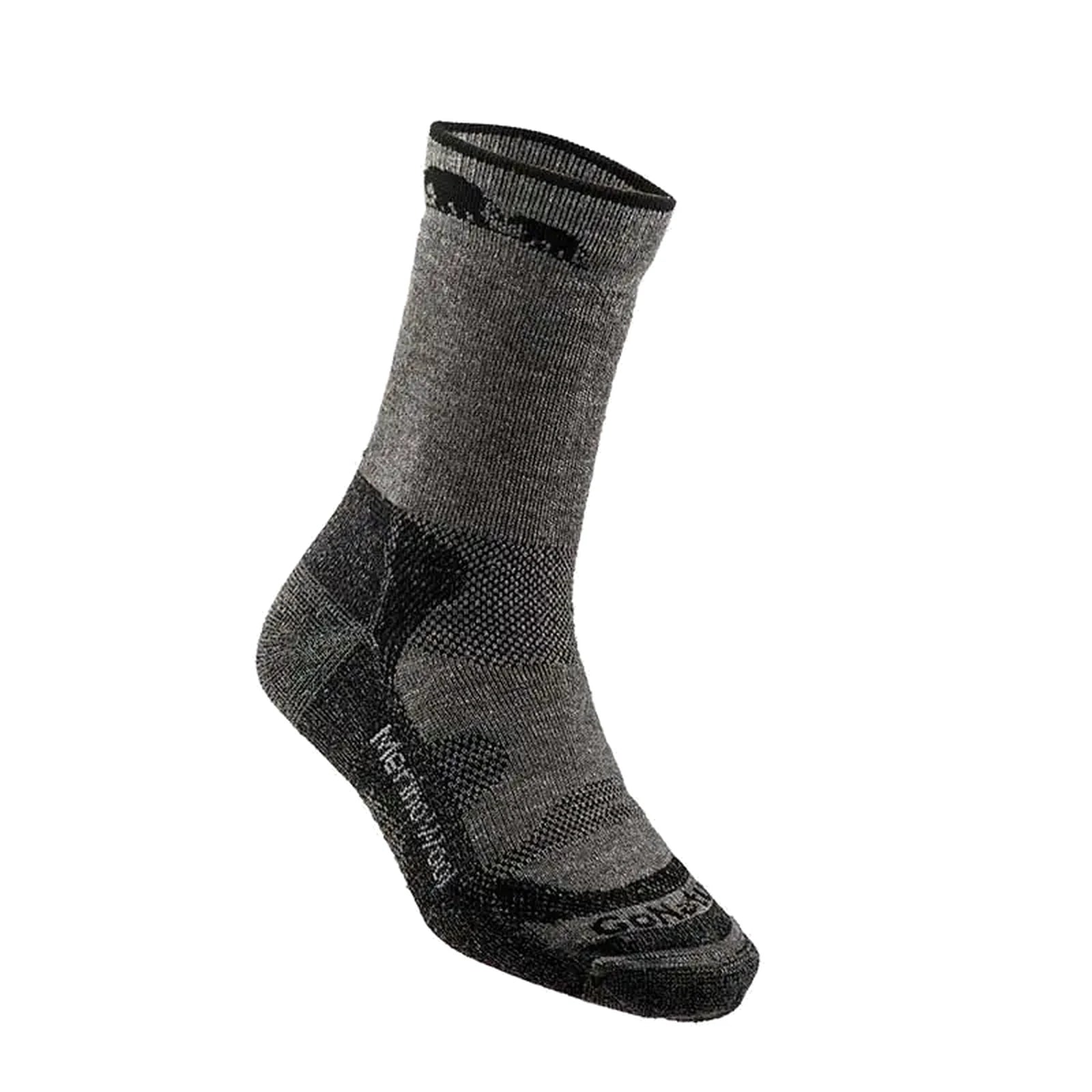 גרבי צמר מרינו GoNature Midweight Hiker - בצבע שחור - מבט צד עם אזורי ריפוד