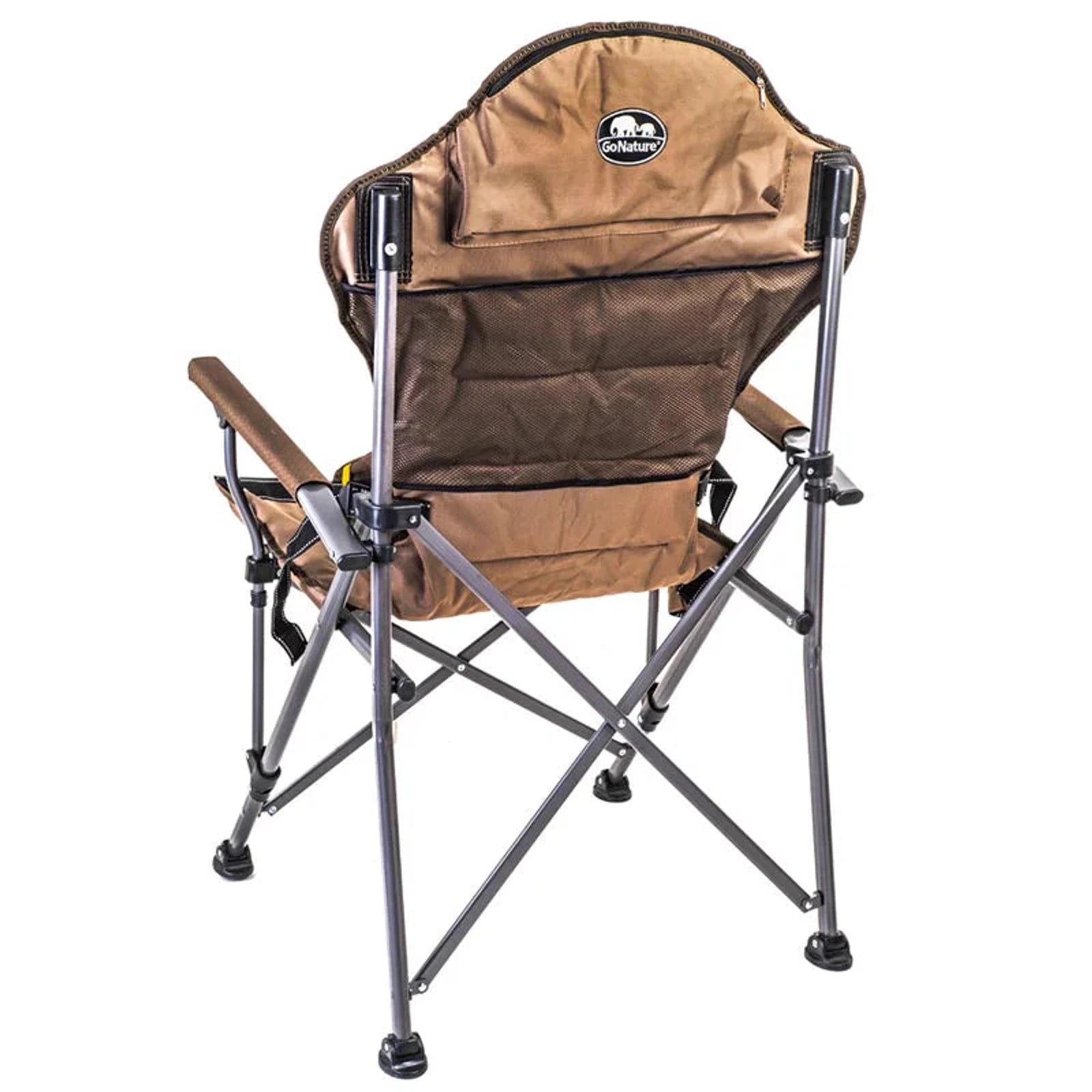 גב כיסא קמפינג Go Nature Outback Jumbo חום, מסגרת פלדה עמידה עם כיס אחורי לאחסון
