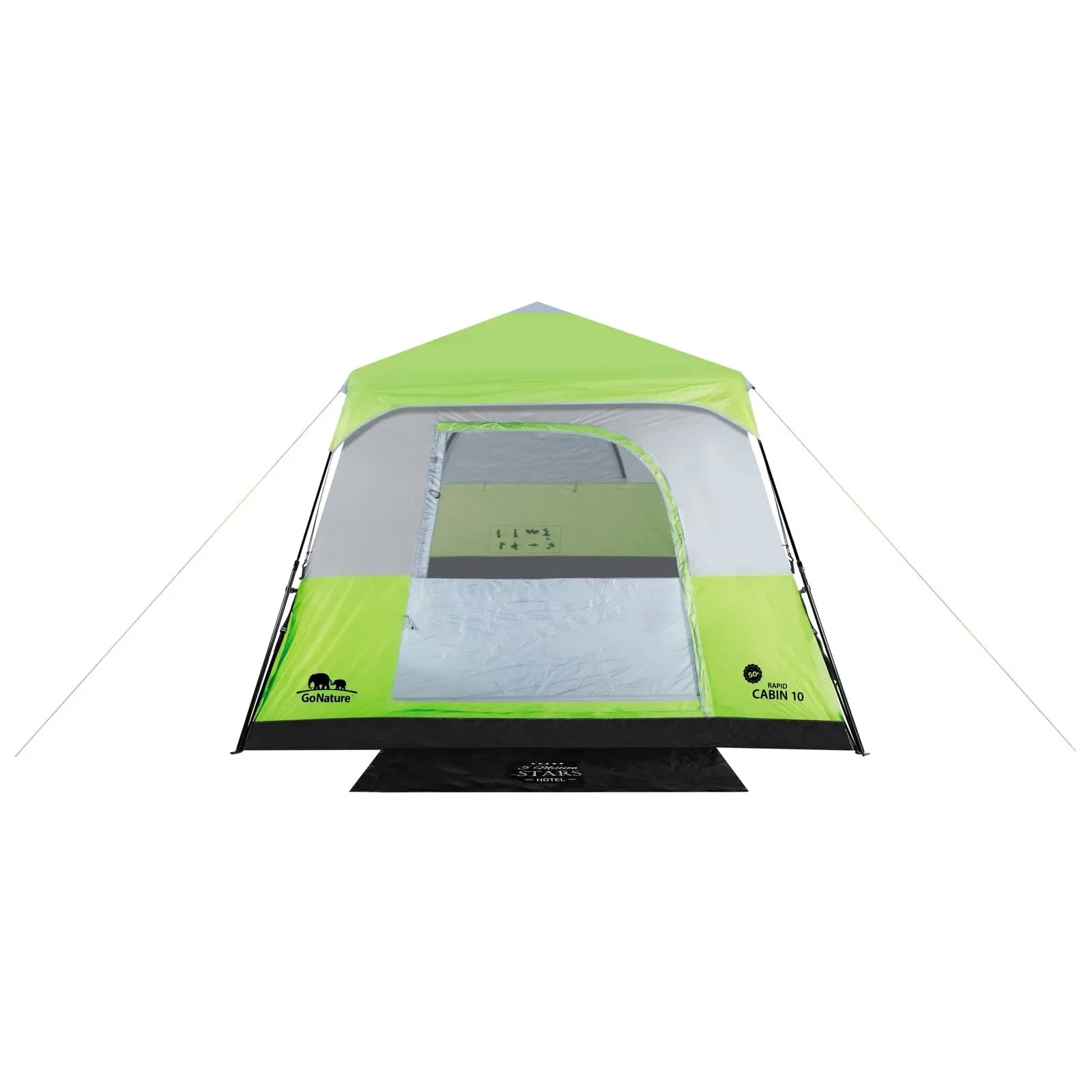 אוהל קמפינג משפחתי Go Nature RAPID CABIN 10 אנשים - דלת רשת קדמית עם רוכסן כפול