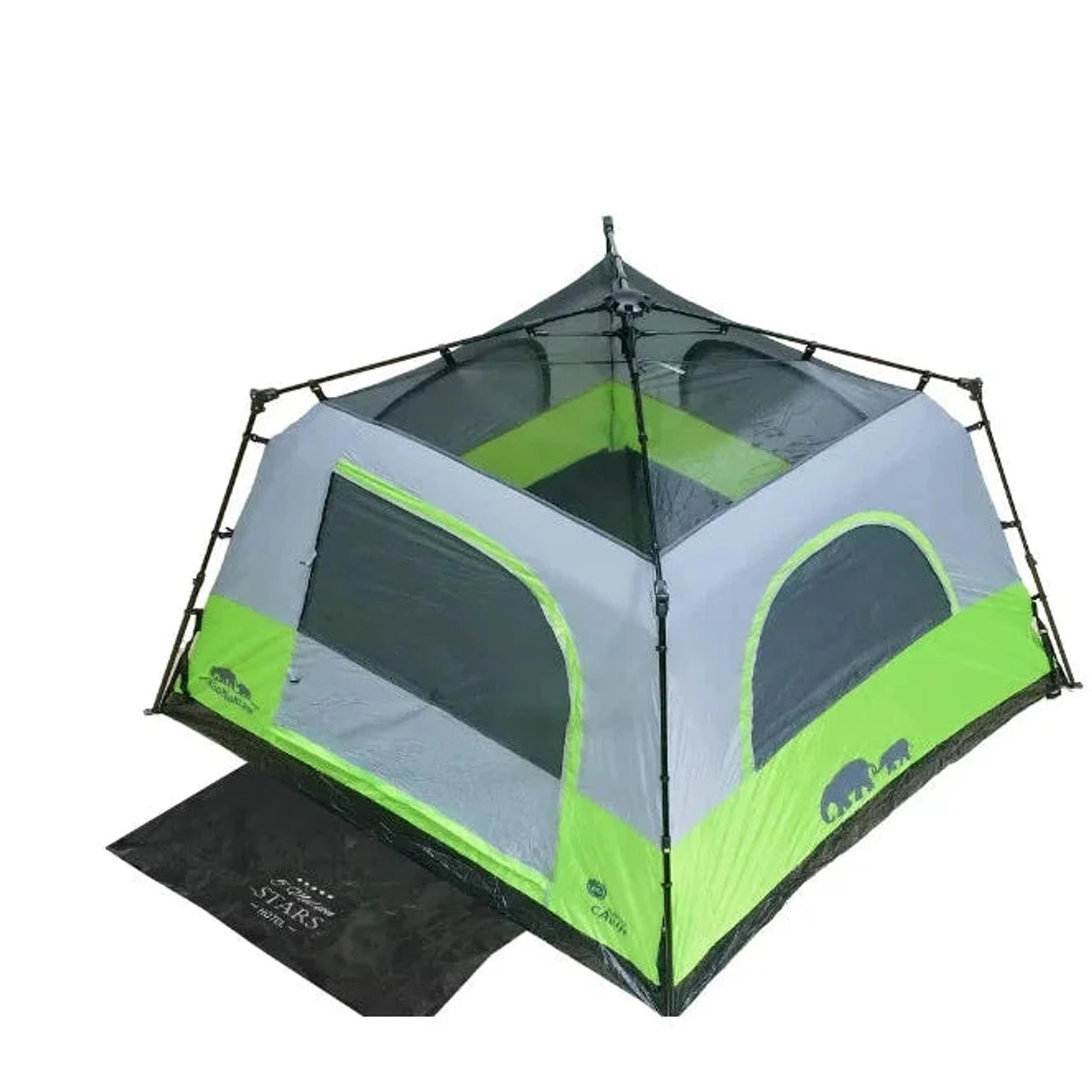 אוהל קמפינג Go Nature Rapid Cabin 6 ללא כיסוי חיצוני, תצוגת שכבת הרשת עם חלונות היקפיים ותקרה מאווררת