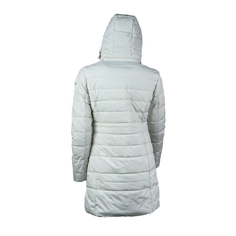 מעיל נשים ארוך פוך סינטטי Go Nature Snow Goose לבן, מילוי סיב סינטטי ULTRALIGHT, מבט אחורי