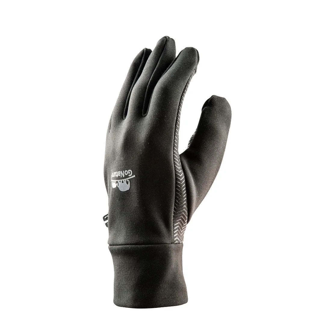 כפפת טאצ׳ Go Nature Spider שחורה מחומר Stretch Pro, לוגו GoNature, זווית צד עם סיליקון גריפ גלוי
