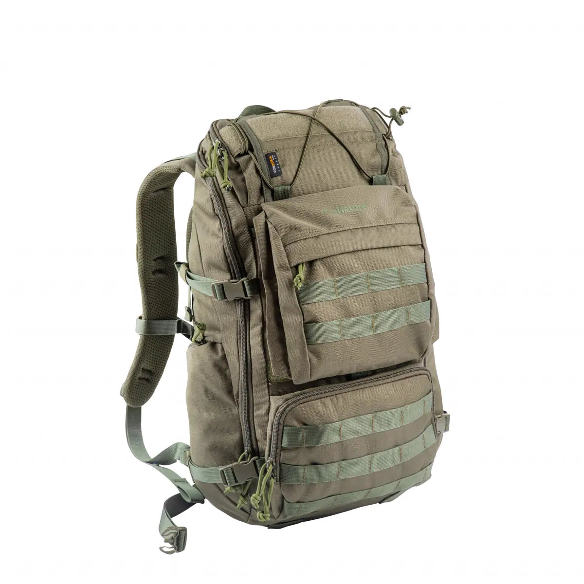 תרמיל טאקטי מקצועי GoNature Tundra MK 1.0 בנפח 30 ליטר בצבע זית, עשוי אריג D1000 CORDURA עם מערכת MOLLE, מבט מלפנים