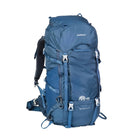 תרמיל GoNature Partner 45+10 ליטר בכחול, מבט קדמי-צדי עם רצועות נשיאה מרופדות ואבזמי כיווץ