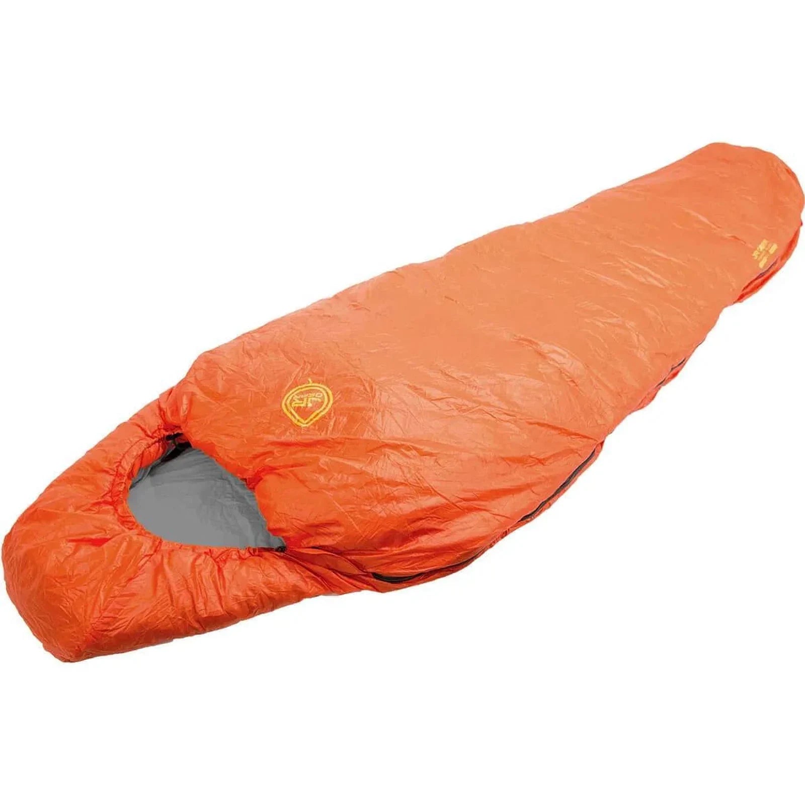 שק שינה אולטרלייט JR Gear Primaloft בצבע כתום, מבנה מומיה 670 גרם, עד מינוס 6 מעלות, מבט זווית