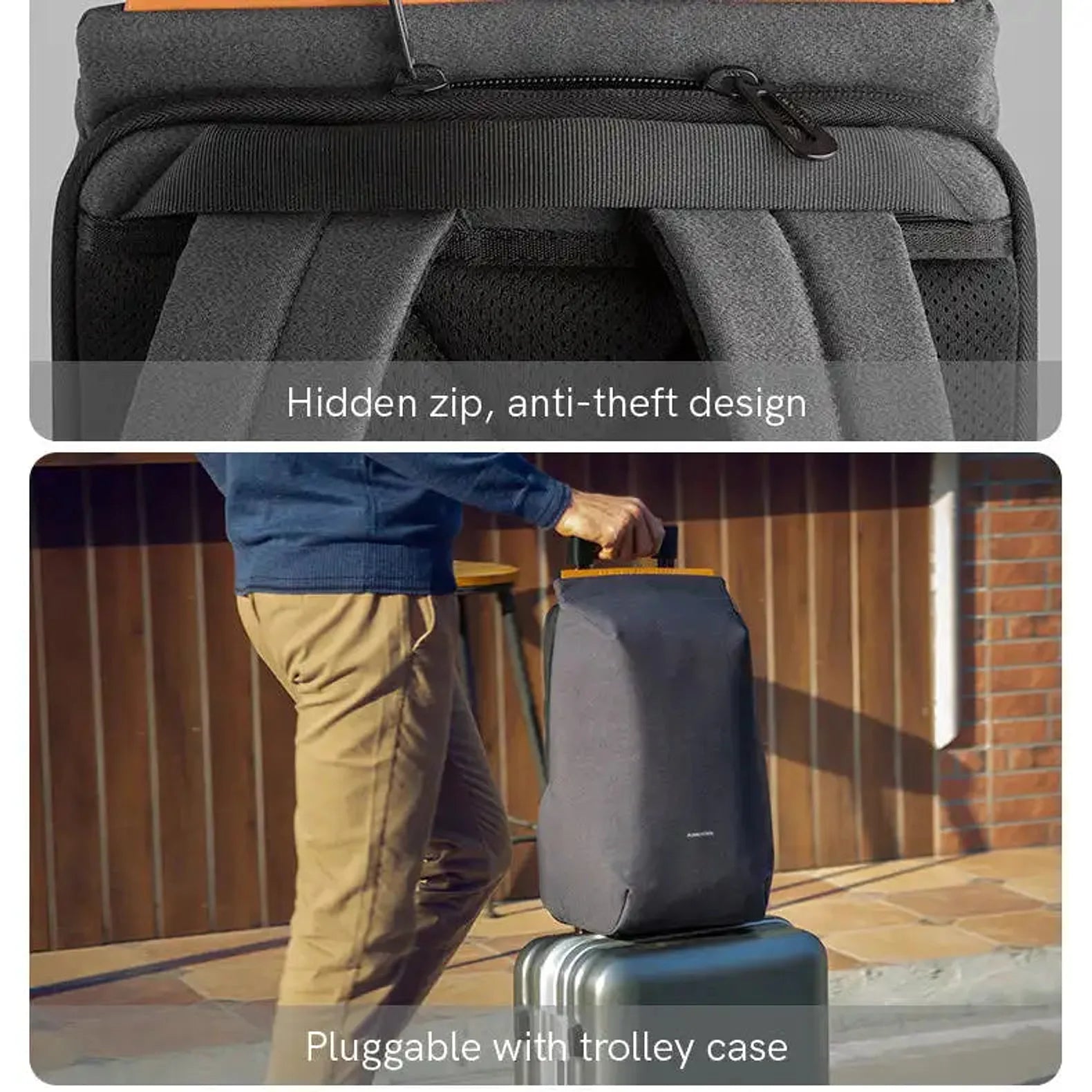 תיק גב Kingsons Travel Light KS3207W עם ידית עליונה ורצועת הלבשה על ידית מזוודת טרולי לנסיעות