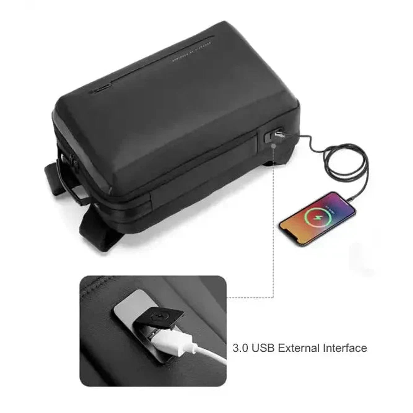 תיק גב Kingsons KS3223W עם יציאת טעינה USB 3.0 חיצונית מובנית ומוגנת מים, קלוז-אפ